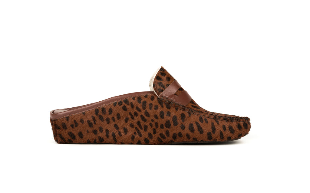 antonio conti luxury leather house slippers women ladies pony leopard