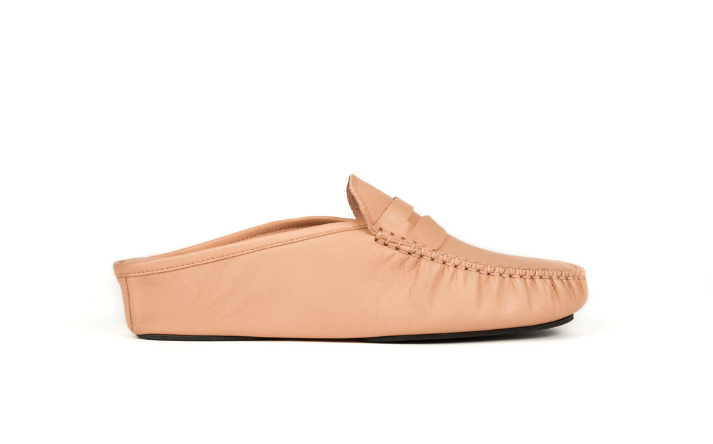 antonio conti luxury leather house shoes slippers slip on mules women ladies naturel natural beige leer leder lederen pantoffels