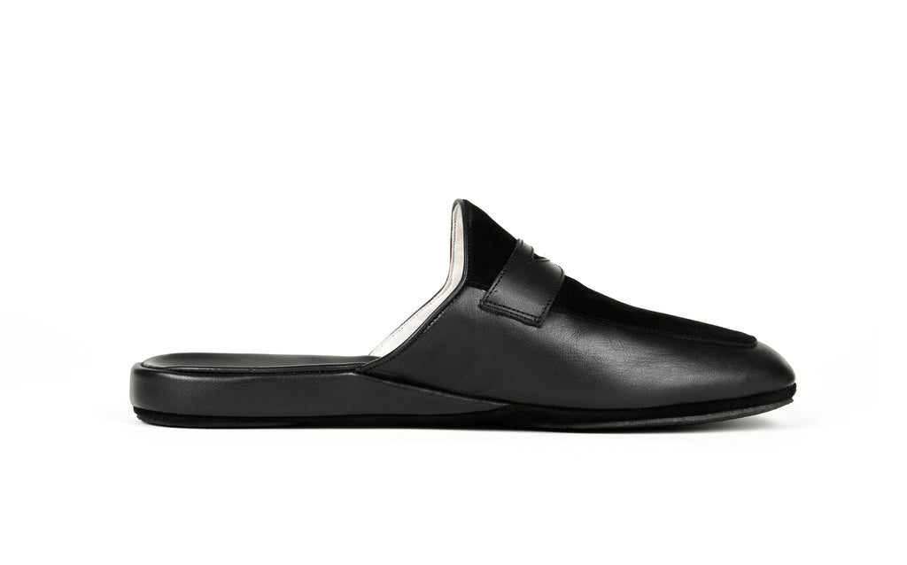 Antonio Conti - Pantoffel zwart - Men house slippers black leather