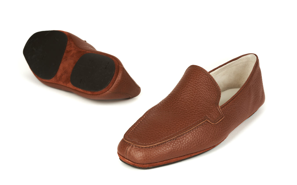 antonio conti luxury leather house shoes slippers mules men man brown bruin leer leder lederen pantoffels