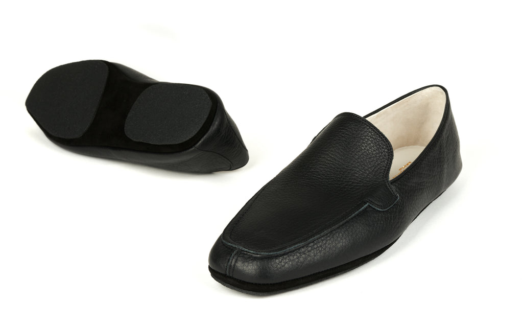 antonio conti leather house shoes slippers mules men man black zwart leer leder lederen pantoffels